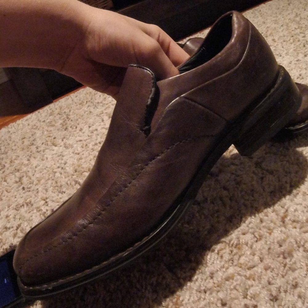 Brown real leather dress shoes for men